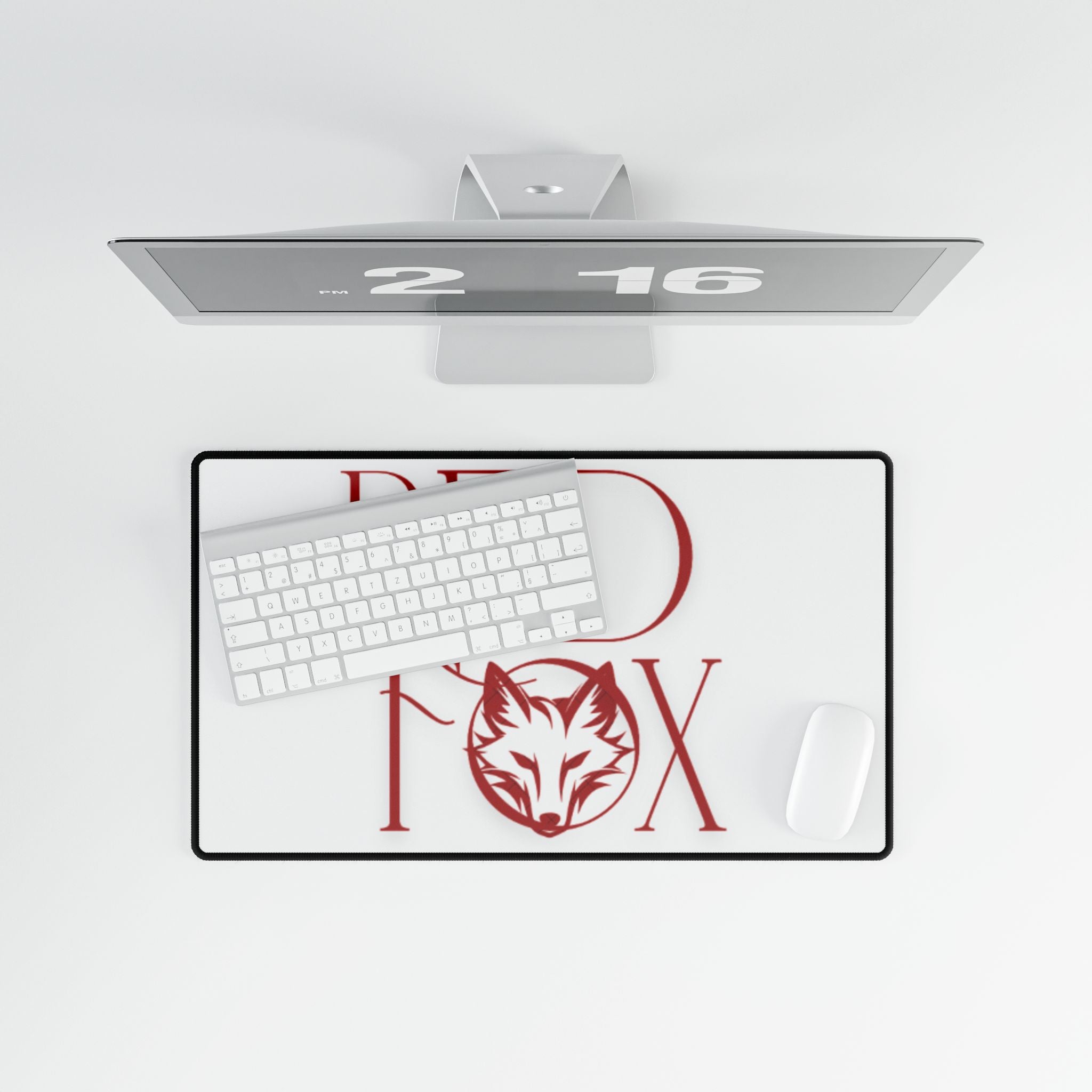 Red Fox Desk Mat — Large Gaming/Office Mouse Pad with Fox Logo